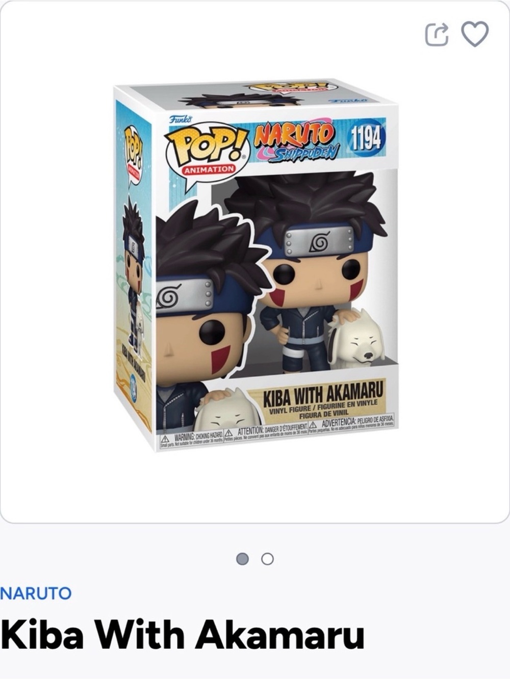 Funko POP! Naruto Shippuden Kiba with Akamaru Vinyl Figure - 1194